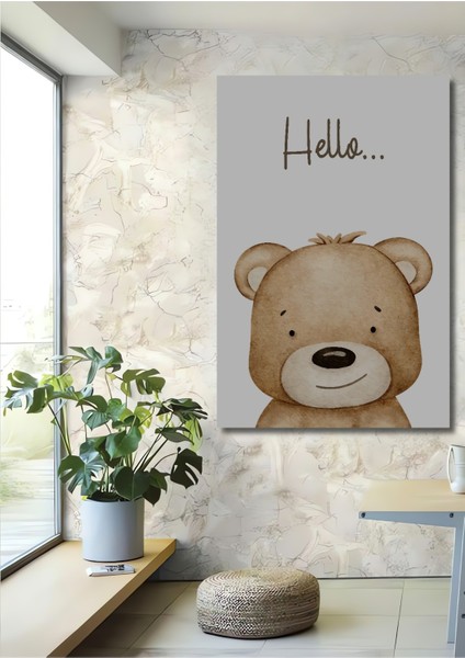 Sevimli Ayıcık Merhaba Ahşap Mdf Dekoratif Ev/işyeri Duvar Tablo Dikdörtgen Ev/işyeri Duvar Tablo