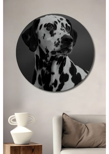 Dalmaçyalı Köpek Dekoratif Ahşap Mdf Ev/işyeri Duvar Tablo Yuvarlak Ev/işyeri Duvar Tablo