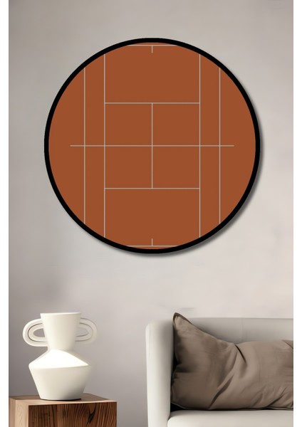 Çerçeve Görünümlü Roland Garros Ahşap Mdf Dekoratif Ev Duvar Tablo Yuvarlak Ev Duvar Tablo