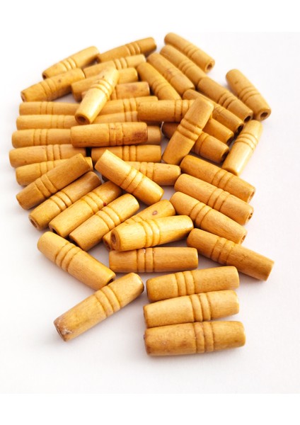 100 gr (225 Adet) Ahşap Boncuk 25 mm Boy x 10 mm En Doğal Ahşap Makrome El Işi Çanta fiyatları