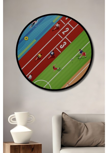 Çerçeve Görünümlü Yarış Parkuru Dekoratif Ahşap Mdf Ev Duvar Tablo Yuvarlak Ev Duvar Tablo