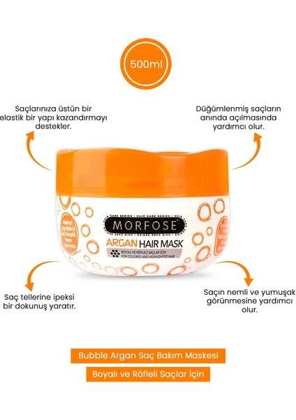 Argan Saç Maskesi 500 ml - Boyalı ve Röfleli Saçlar - Mrfs modelleri