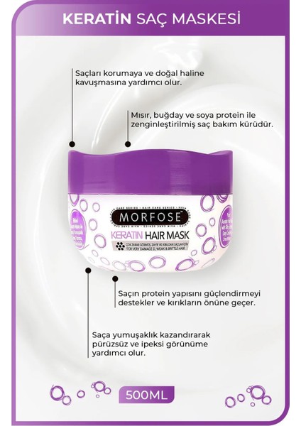 Keratin Saç Maskesi 500 ml - Yıpranmış Saçlar Için - Mrfs fiyatları
