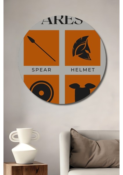 Ares Savaş Tanrısının Nitelikleri Dekoratif Ahşap Mdf Tablo Yuvarlak Tablo