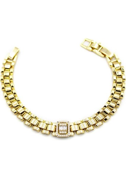 Taşlı Vip Bileklik - 14K Altın