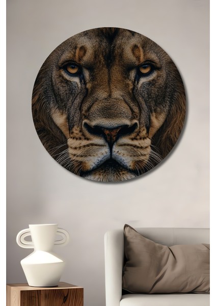 Asil Aslan Dekoratif Ahşap Mdf Ev/işyeri Duvar Tablo Yuvarlak Ev/işyeri Duvar Tablo