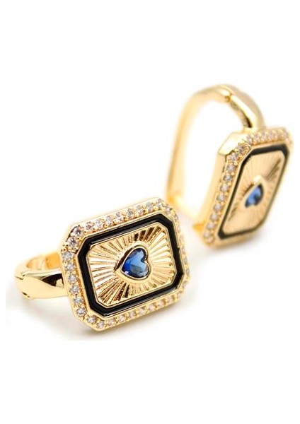 Kalp Taşlı Küpe - Mavi fiyatları