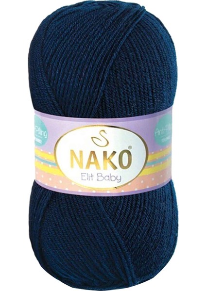1 Adet Elite Baby El Örgü Ipi Tüylenmeyen Bebek Yünü Lacivert 10094