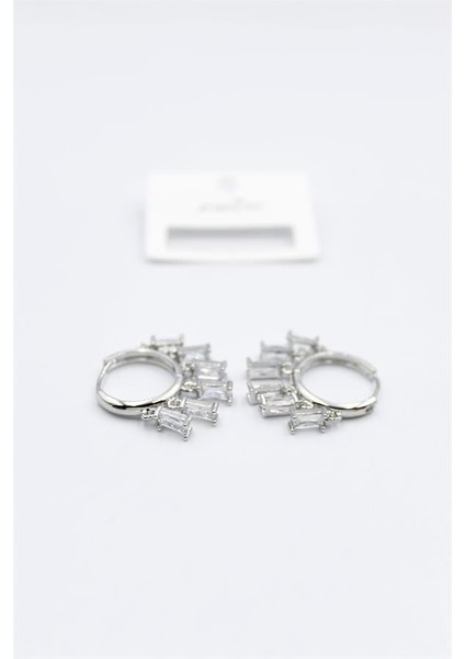 Baget Taşlı Shakira Küpe - Gümüş