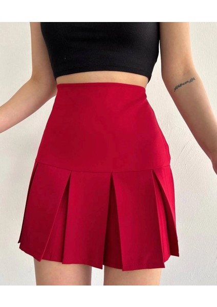 Altı Geniş Pileli Etek Bordo S24729 modelleri