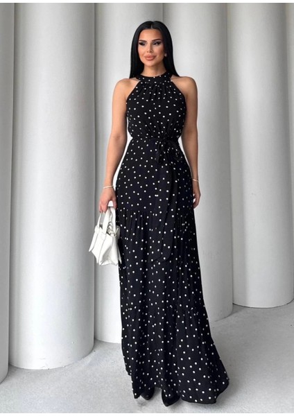 Puantiyeli Yırtmaçlı Elbise N4233 fiyatları