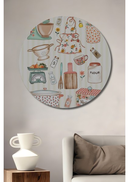 Vintage Mutfak Dekoratif Ahşap Mdf Ev/işyeri Duvar Tablo Yuvarlak Ev/işyeri Duvar Tablo