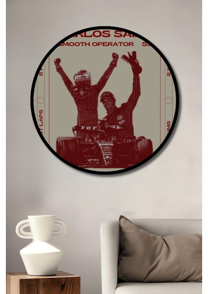 Çerçeve Görünümlü Carlos Sainz Ahşap Mdf Dekoratif Işyeri Duvar Tablo Yuvarlak Işyeri Duvar Tablo