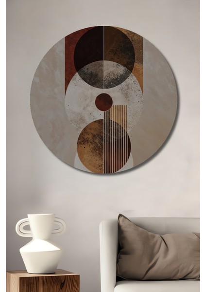 Soyut Sanat Geometrik Desen Ahşap Mdf Dekoratif Işyeri Duvar Tablo Yuvarlak Işyeri Duvar Tablo