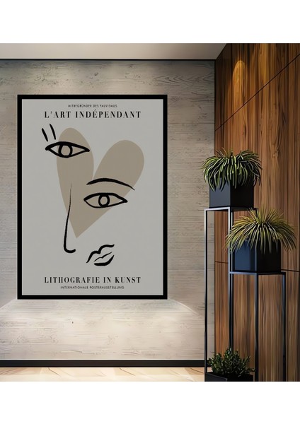 Çerçeve Görünümlü Soyut Yüz Dekoratif Ahşap Mdf Işyeri Duvar Tablo Dikdörtgen Işyeri Duvar Tablo