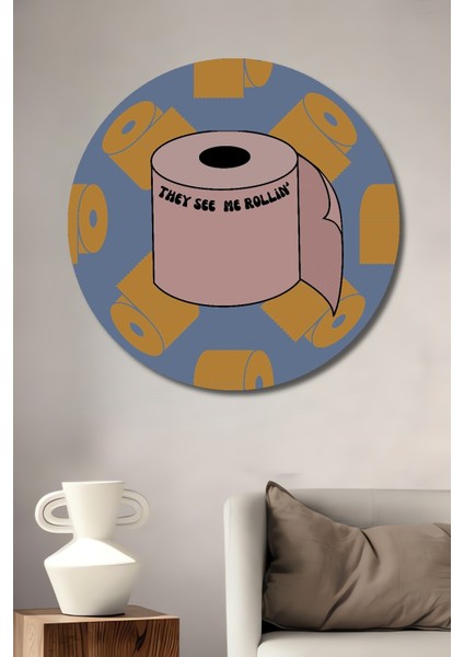 Tuvalet Kağıdı Eğlenceli Dekoratif Ahşap Mdf Ev/işyeri Duvar Tablo Yuvarlak Ev/işyeri Duvar Tablo