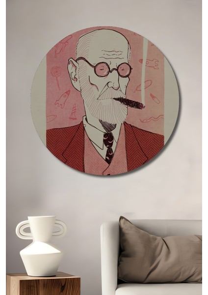 Freud Dekoratif Ahşap Mdf Ev/işyeri Duvar Tablo Yuvarlak Ev/işyeri Duvar Tablo