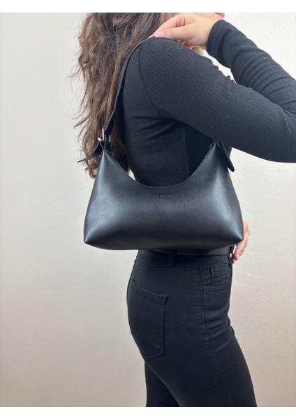 Kadın Suni Deri Siyah Çok Günlük Mini Boy Omuz Çantası