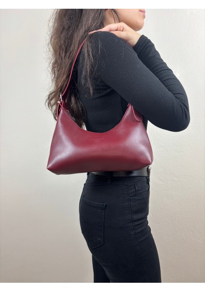 Kadın Suni Deri Bordo Çok Günlük Mini Boy Omuz Çantası modelleri