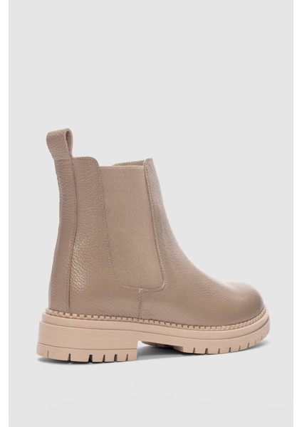 Whitney Hakiki Deri Lastikli Kadın Kısa Bot - Vizon fiyatları