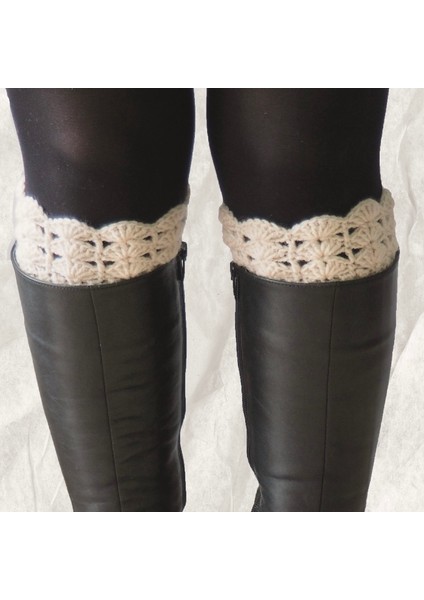 El Örgüsü Krem Bot Manşeti (Boot Cuffs) modelleri