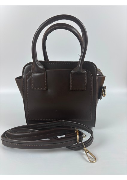 Kadın Suni Deri Siyah Kare Form Zarif Mini Boy El Çantası