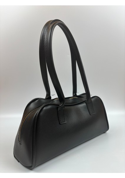 Kadın Suni Deri Siyah Uzun Form Baget Minimal Midi Boy Omuz Çantası modelleri