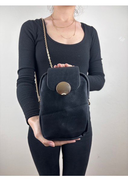 Kadın Süet Siyah Zincir Askılı Kapaklı Mini Boy Çapraz Çanta fiyatları