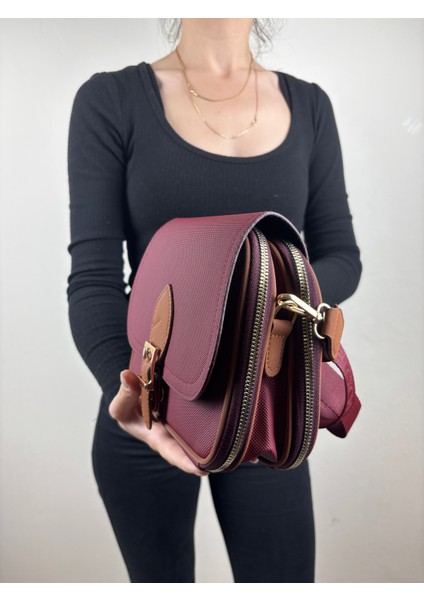 Kadınkumaş Bordo Tokalı Kapaklı Şık Mini Boy El ve Omuz Çantası modelleri
