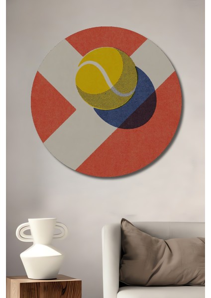 Tenis Topu Dekoratif Ahşap Mdf Ev/işyeri Duvar Tablo Yuvarlak Ev/işyeri Duvar Tablo