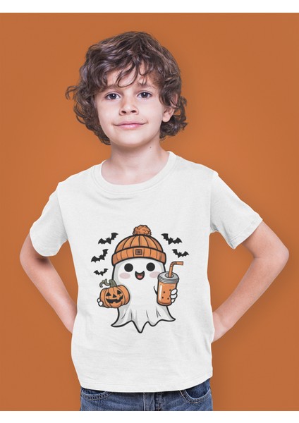 Sevimli Hayalet Baskılı Cadılar Bayramı Halloween Çocuk Tişört T-Shirt fiyatları