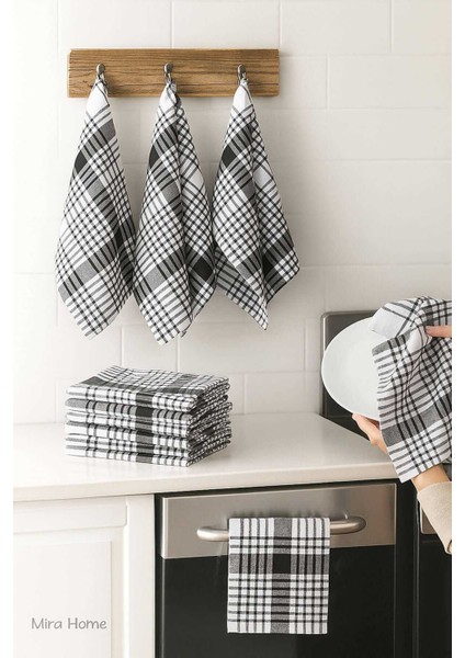 10 Lu Lüks Bulaşık Kurulama Bezi ve Mutfak Peçetesi 50X70 cm Daily Siyah