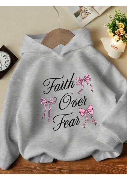 Punıx Kıds Özel Üretim Pembe Kurdeleler Baskılı Kapüşonlu Kız Çocuk Sweatshırt