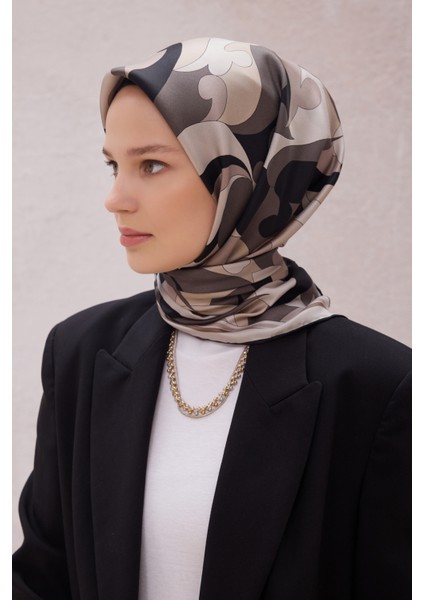 Geometrik Desen Ipek Twill Eşarp 4213D01-12