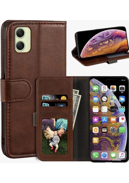 Samsung Galaxy A07 Kılıf 360 Tam Kaplar Deri Dokulu Kapaklı Cüzdan Standlı Kartvizitli Kopçalı Kapak