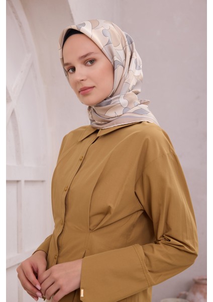 Geometrik Desen Ipek Twill Eşarp 4213D01-84