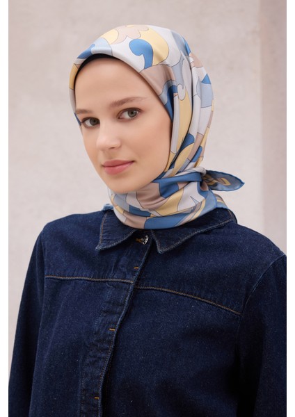 Geometrik Desen Ipek Twill Eşarp 4213D01-58