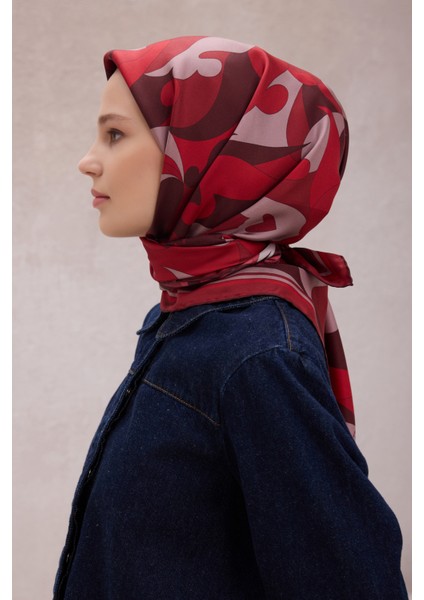 Geometrik Desen Ipek Twill Eşarp 4213D01-86