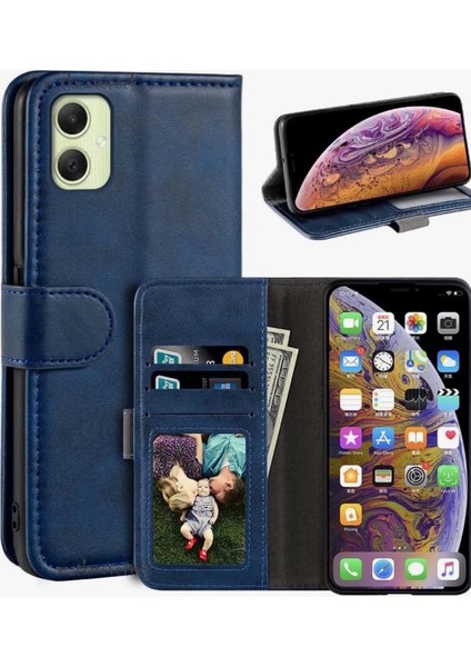 Samsung Galaxy A07 Kılıf 360 Tam Kaplar Deri Dokulu Kapaklı Cüzdan Standlı Kartvizitli Kopçalı Kapak