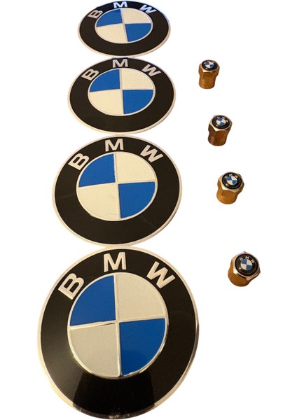 Logo 56 mm Alüminyum (Mavi-Beyaz) Jant Göbek Stıcker 4 Adet Bmw Logolu Alüminyum Sibop Kapak