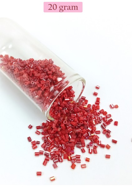 Kesme Cam Boncuk 2mm - 20 Gram - Koyu Kırmızı -BNC322