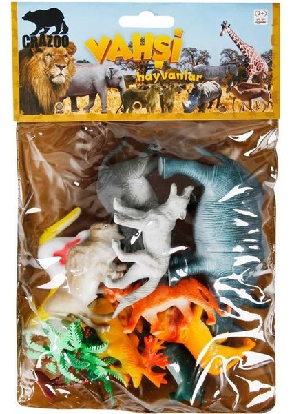 0711 Vahşi Hayvanlar Poşetli Hayvan Oyun Seti Orta Boy - Gergedanlı