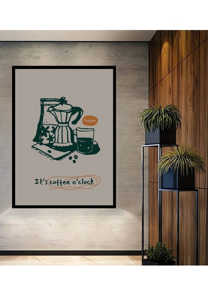 Çerçeve Görünümlü Kahve Zamanı Dekoratif Ahşap Mdf Ev Duvar Tablo Dikdörtgen Ev Duvar Tablo