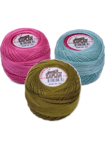 3 Adet Kaplan Etamin ve Kanaviçe Ipi 8 No Kod/renk: 603 - 943 - 582 - Ryl