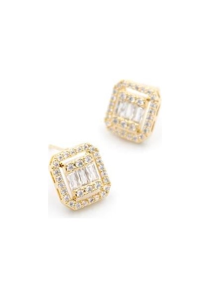 Baget Taşlı Küpe - Altın