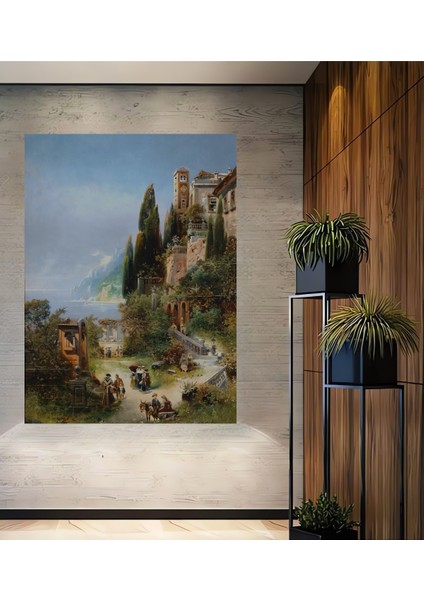 Akdeniz Kıyısı Manzaralı Dekoratif Ahşap Mdf Ev/işyeri Duvar Tablo Dikdörtgen Ev/işyeri Duvar Tablo