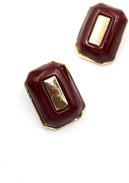 Dikdörtgen Küpe - Bordo