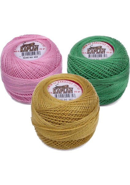 3 Adet Kaplan Etamin ve Kanaviçe Ipi 8 No Kod/renk: 604 - 110 - 581 - Ryl