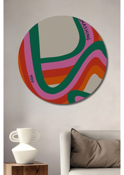 Soyut Renkli Dalgalar Dekoratif Ahşap Mdf Ev/işyeri Duvar Tablo Yuvarlak Ev/işyeri Duvar Tablo