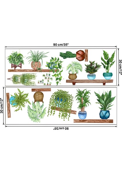 Raflı Saksılı Çiçek Tasarımlı Yapışkanlı Sticker (4915) indirimleri